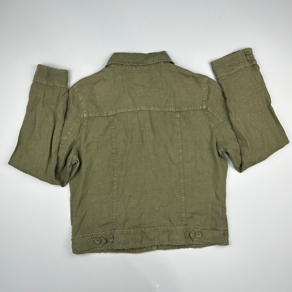 Tommy Bahama Womens Olive Green 100% Linen Button Front Trucker Jacket Size M - Picture 9 of 10